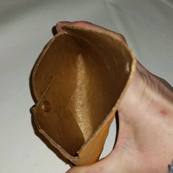 Handmade Genuine Leather Envelope Pouch Golden Yellow Ostrich - Picture 9 of 9